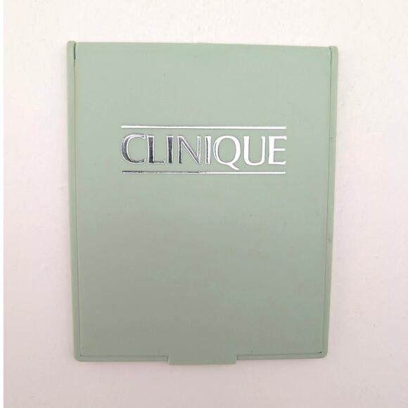Vtg 90s Clinique Compact Travel Mirror 4.5" Fold Out Purse Make Up Green Logo - Picture 4 of 9